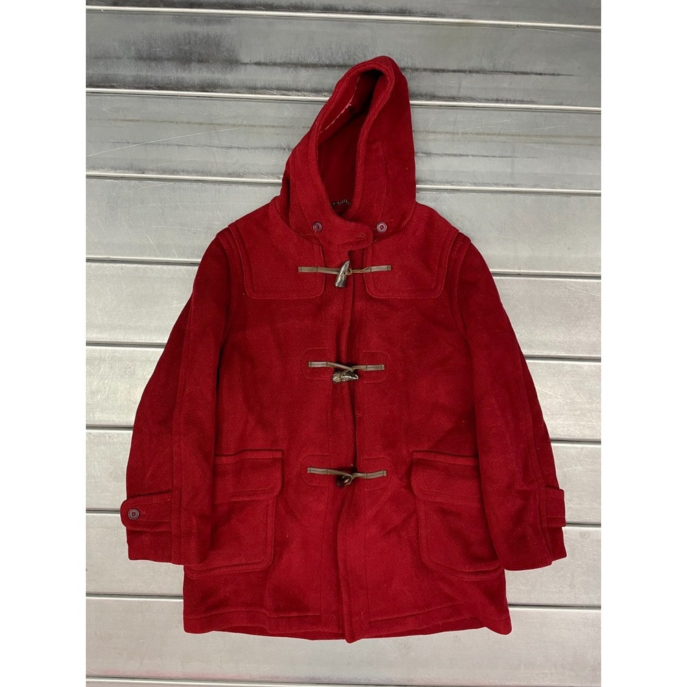 Bergdorf Goodman Duffel Coat‎ Womens 8 Red Pure New Wool Made In England